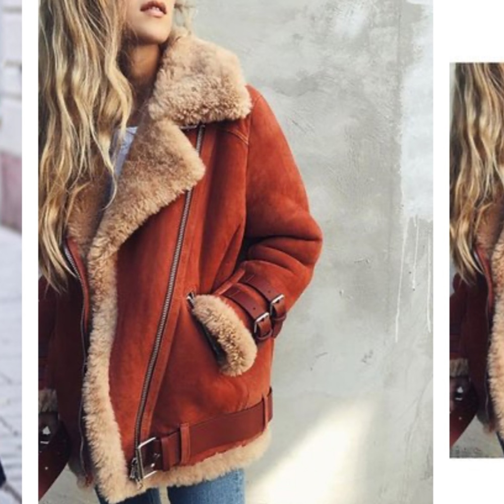 Misslook Red Orange Lapel Solid Jacket Size Small - image 1